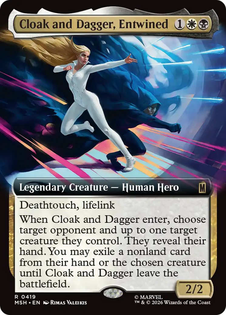 Cloak and Dagger, Entwined - Rare Legendary Creature — Human Hero card from Marvel Super Heroes