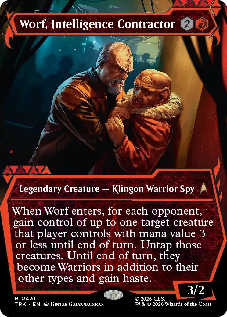Worf, Intelligence Contractor - Rare Legendary Creature — Klingon Warrior Spy card from Star Trek