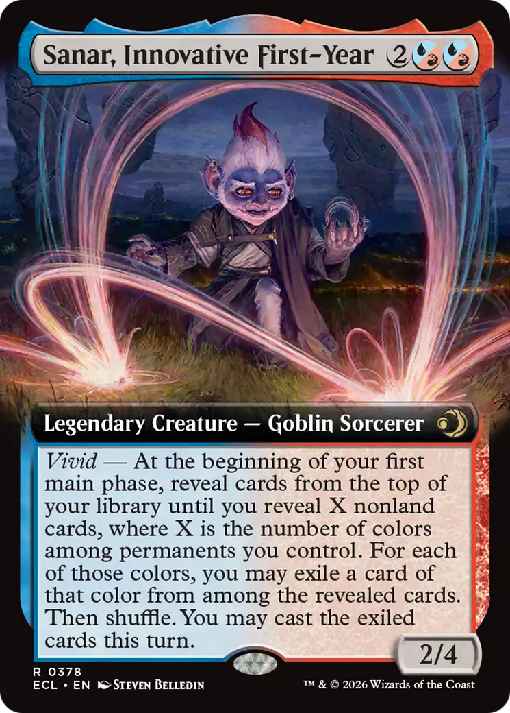 Sanar, Innovative First-Year - Rare Legendary Creature — Goblin Sorcerer card from Lorwyn Eclipsed