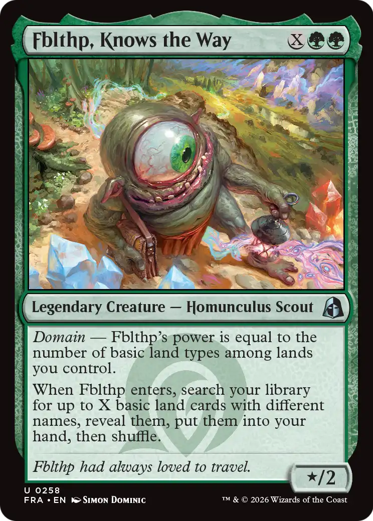 Fblthp, Knows the Way - Uncommon Legendary Creature — Homunculus Scout card from Reality Fracture