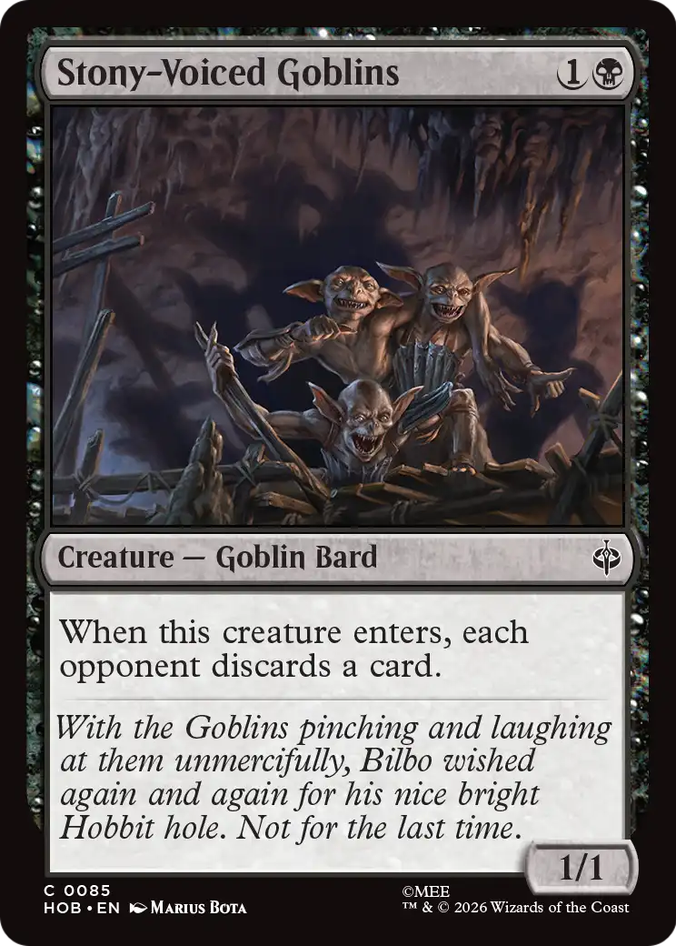 Stony-Voiced Goblins - Common Creature — Goblin Bard card from The Hobbit