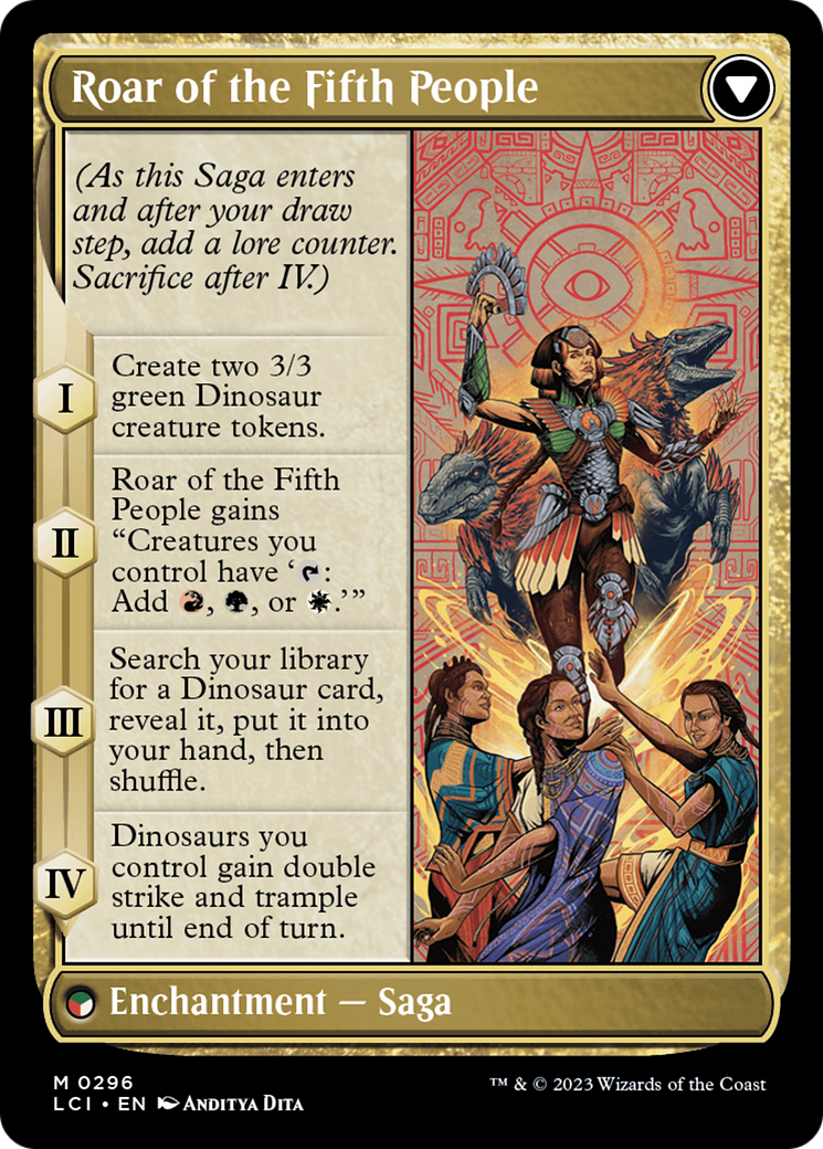 Back face of Huatli, Poet of Unity // Roar of the Fifth People - Enchantment — Saga card