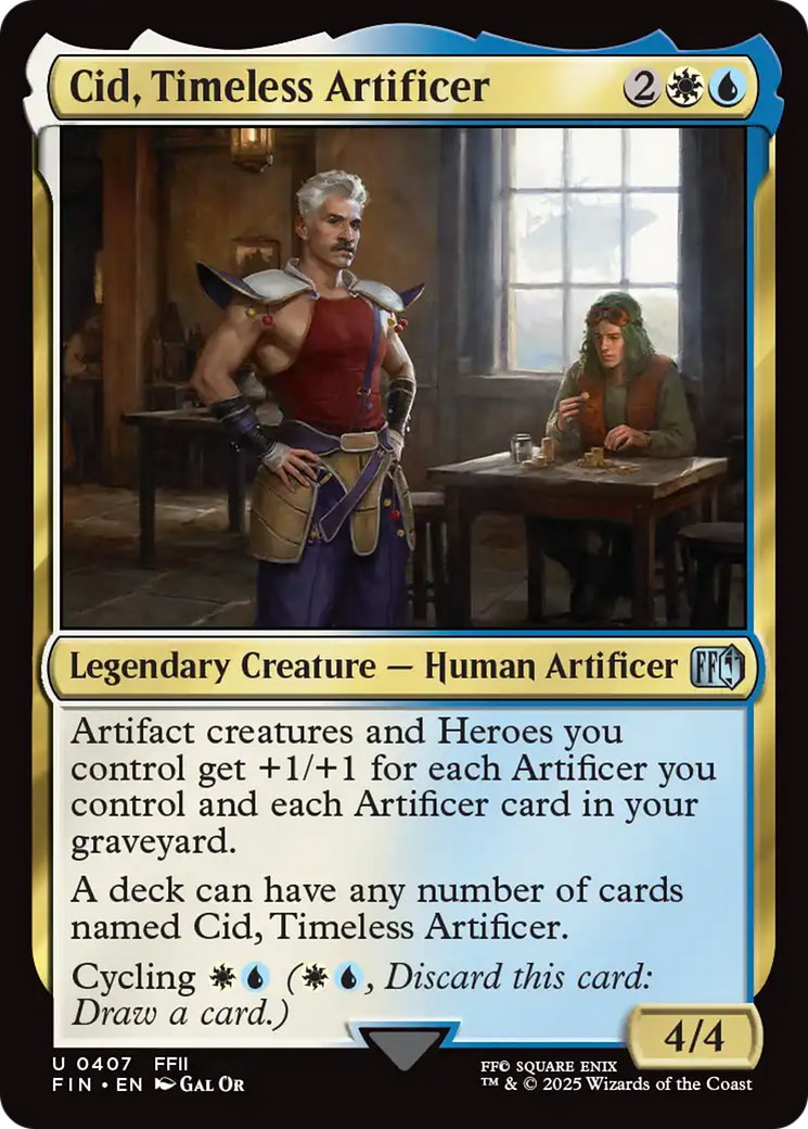 Cid, Timeless Artificer - Uncommon Legendary Creature — Human Artificer card from Final Fantasy