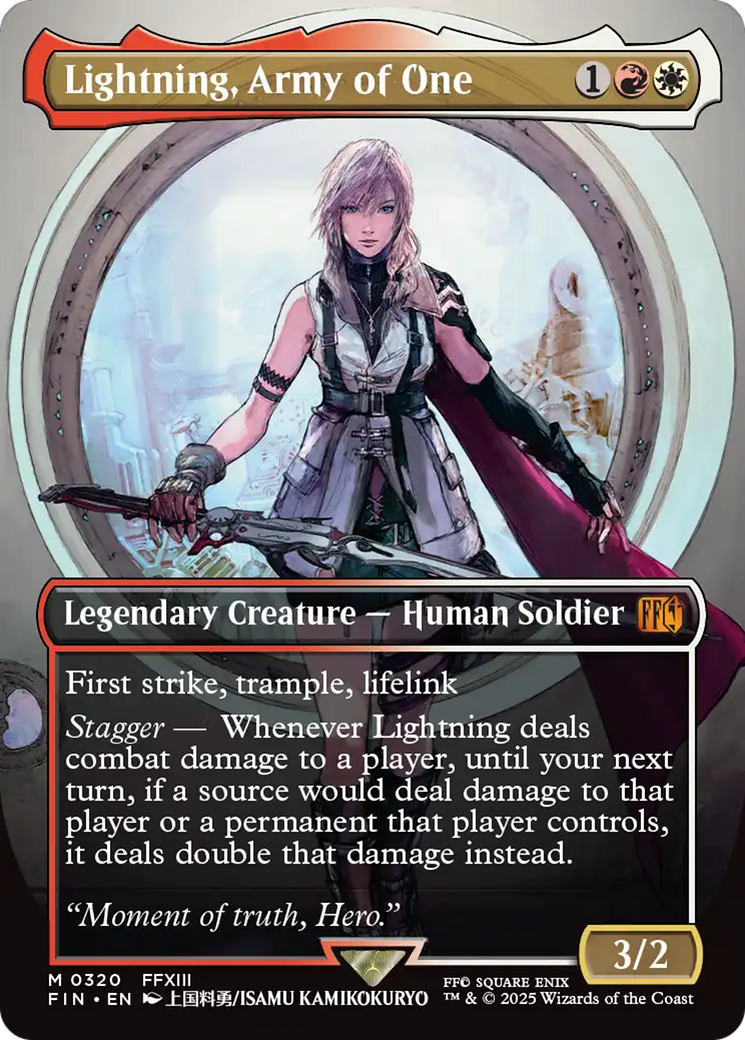 Lightning, Army of One - Mythic Legendary Creature — Human Soldier card from Final Fantasy