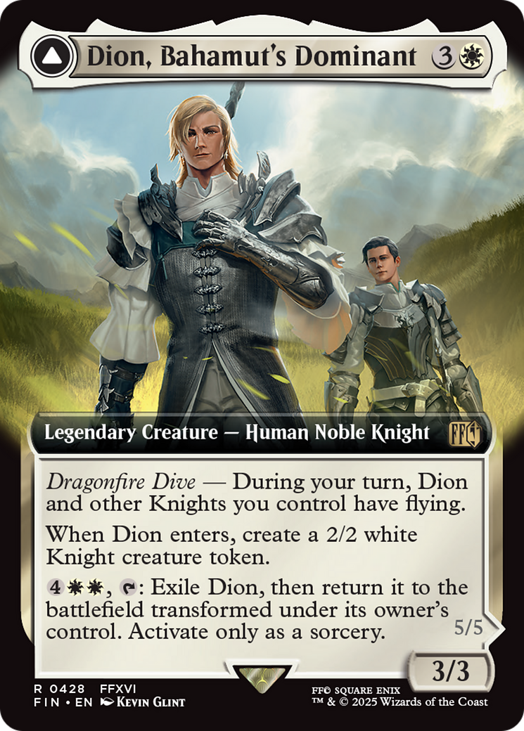 Dion, Bahamut's Dominant // Bahamut, Warden of Light - Rare Legendary Creature — Human Noble Knight card from Final Fantasy