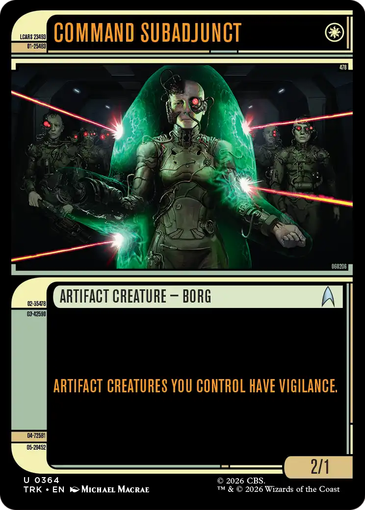 Command Subadjunct - Uncommon Artifact Creature — Borg card from Star Trek