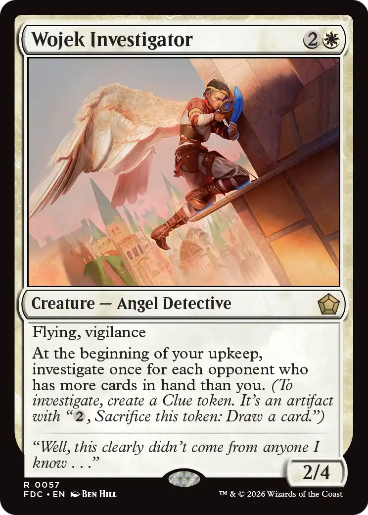 Wojek Investigator - Rare Creature — Angel Detective card from Foundations Commander
