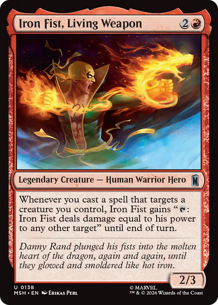 Iron Fist, Living Weapon - Uncommon Legendary Creature — Human Warrior Hero card from Marvel Super Heroes