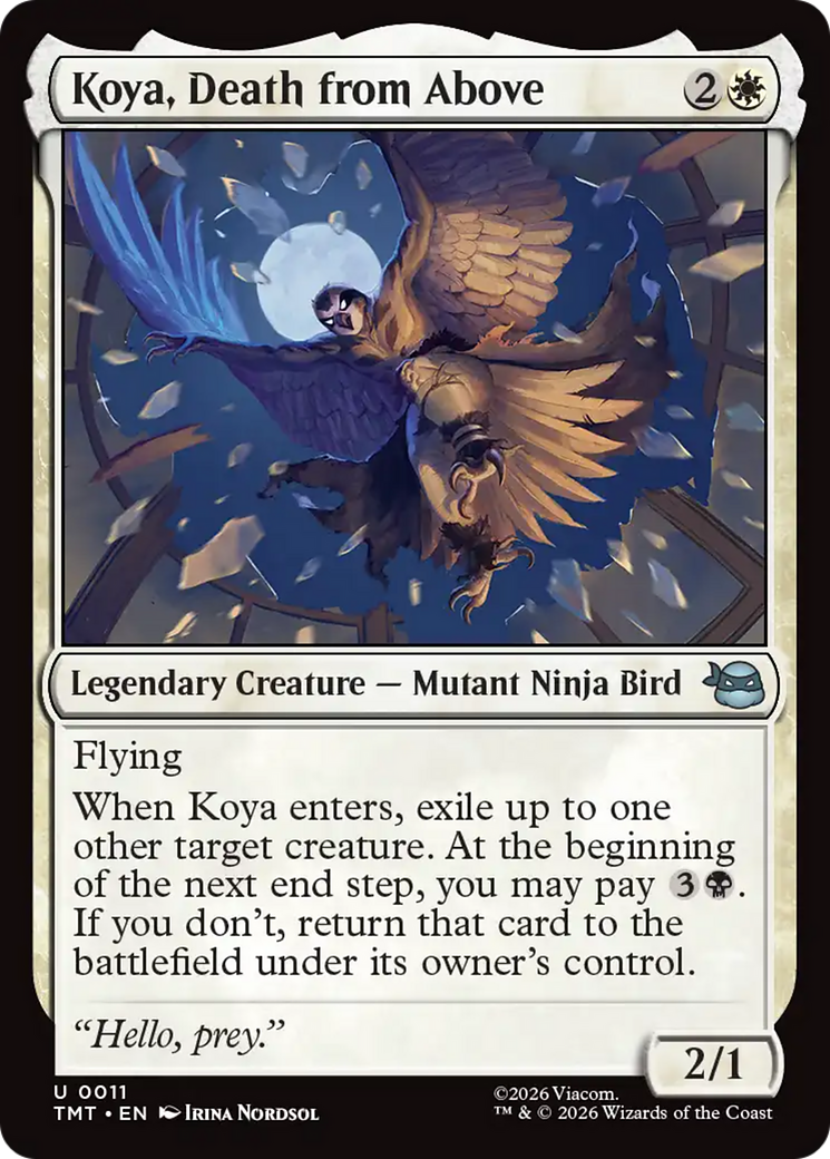 Koya, Death from Above - Uncommon Legendary Creature — Mutant Ninja Bird card from Teenage Mutant Ninja Turtles