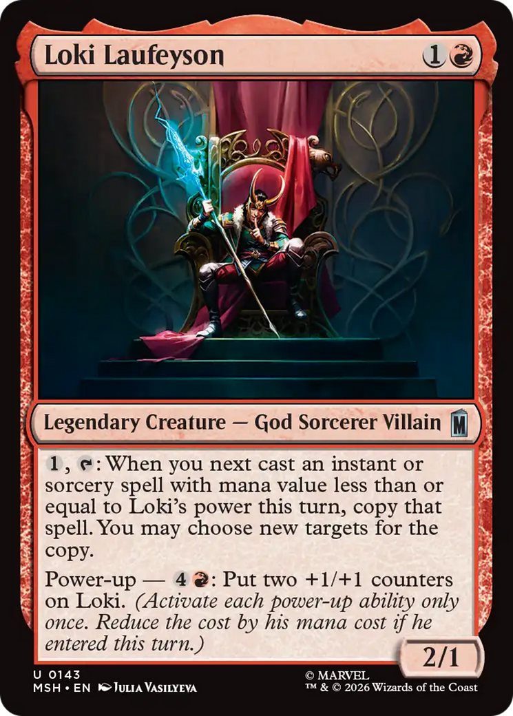 Loki Laufeyson - Uncommon Legendary Creature — God Sorcerer Villain card from Marvel Super Heroes
