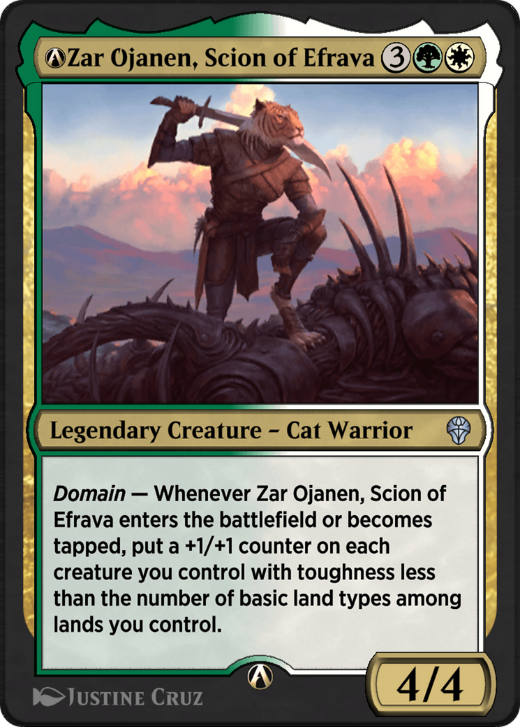 A-Zar Ojanen, Scion of Efrava - Uncommon Legendary Creature — Cat Warrior card from Dominaria United