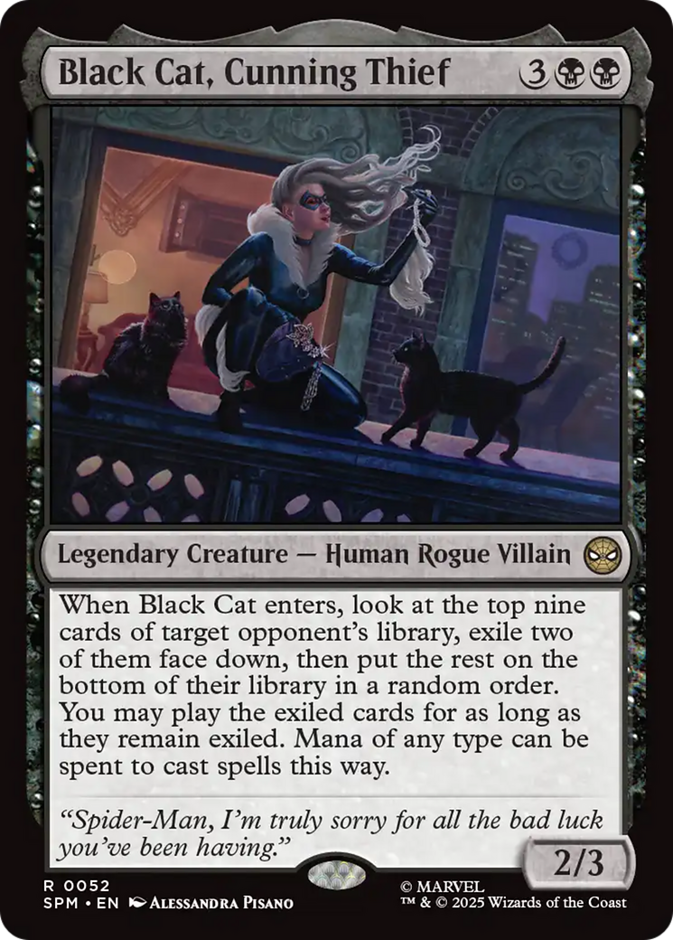 Black Cat, Cunning Thief - Rare Legendary Creature — Human Rogue Villain card from Marvel's Spider-Man