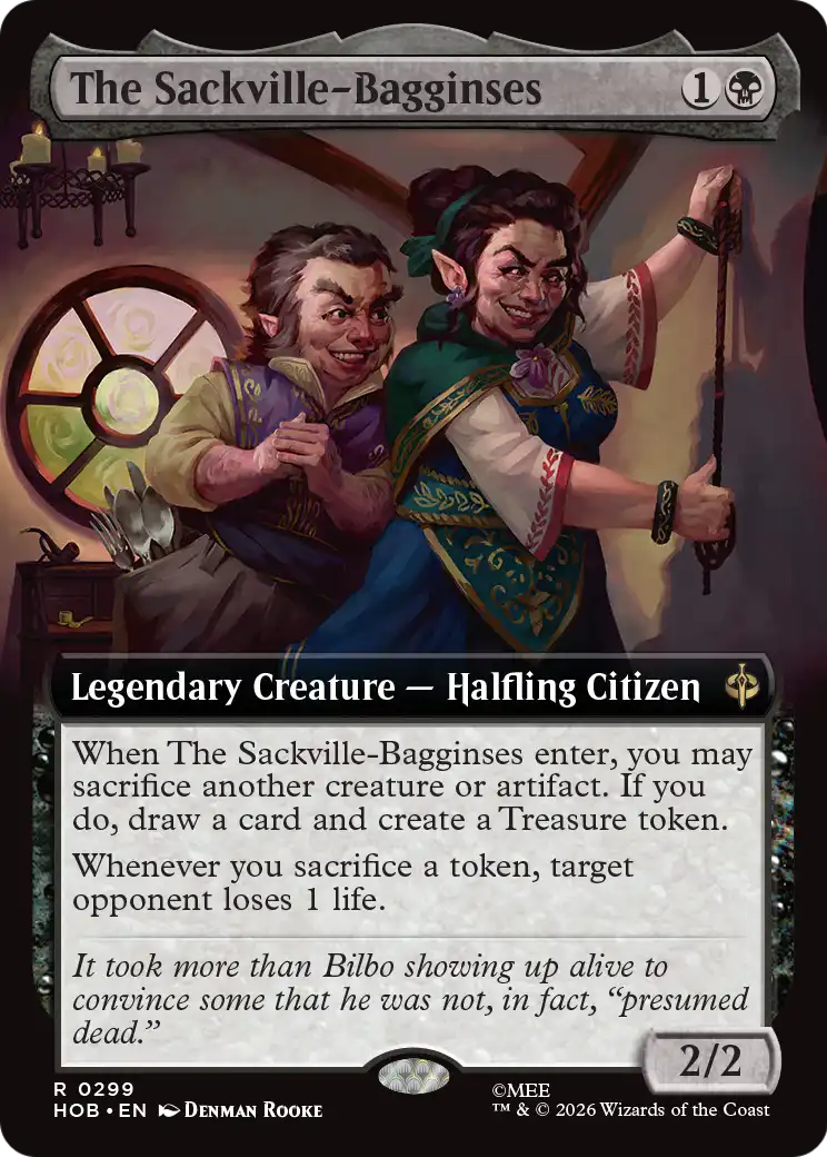 The Sackville-Bagginses - Rare Legendary Creature — Halfling Citizen card from The Hobbit