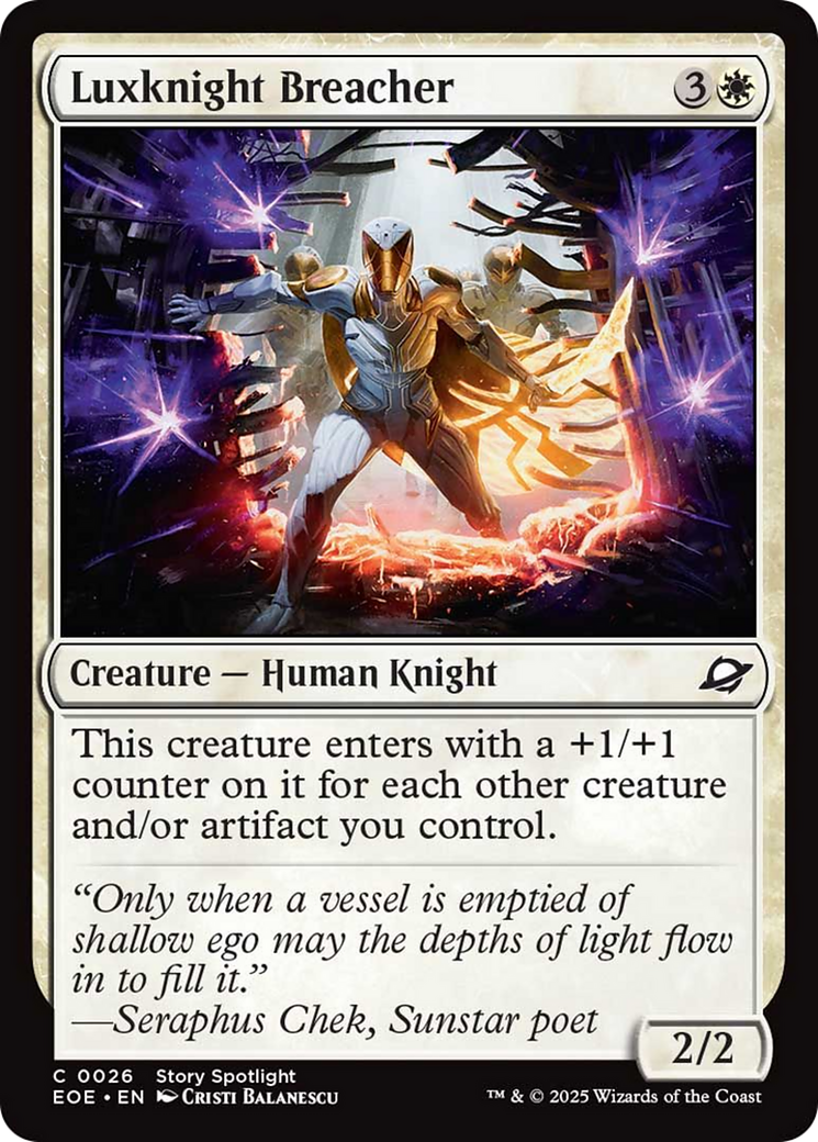 Luxknight Breacher - Common Creature — Human Knight card from Edge of Eternities