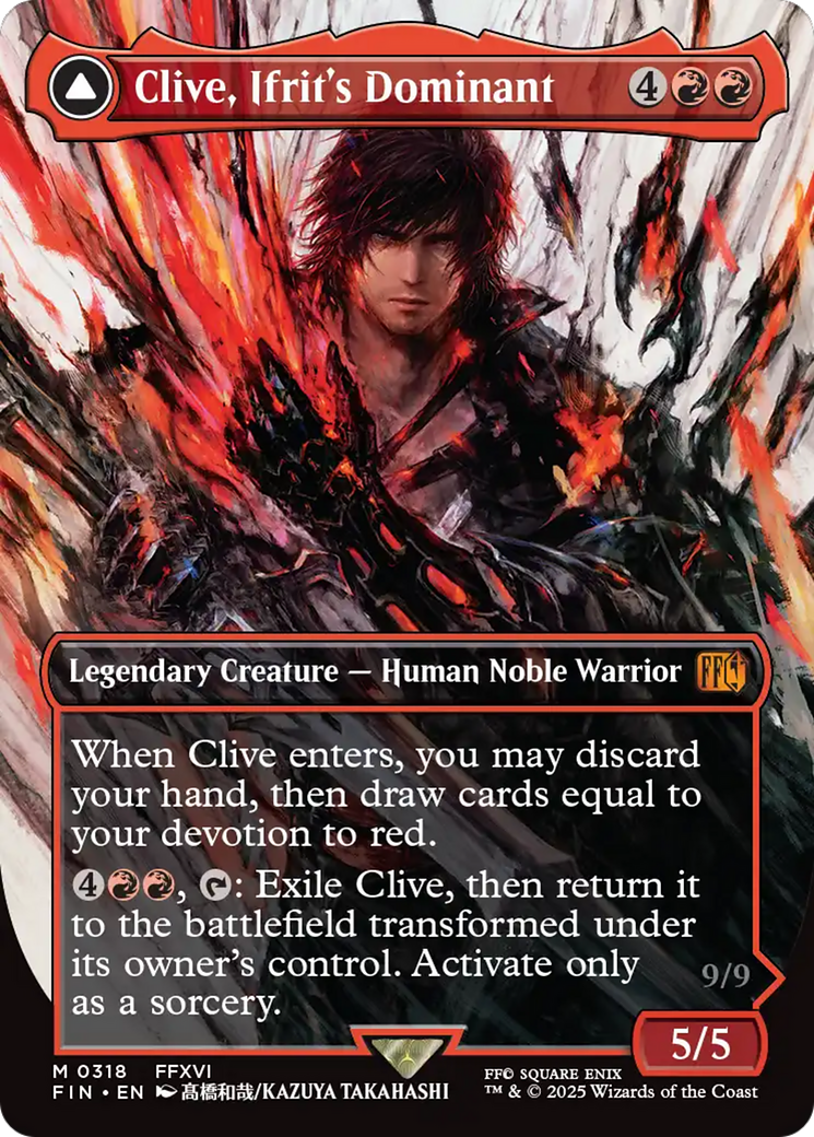 Clive, Ifrit's Dominant // Ifrit, Warden of Inferno - Mythic Legendary Creature — Human Noble Warrior card from Final Fantasy