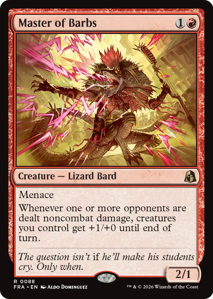 Master of Barbs - Rare Creature — Lizard Bard card from Reality Fracture