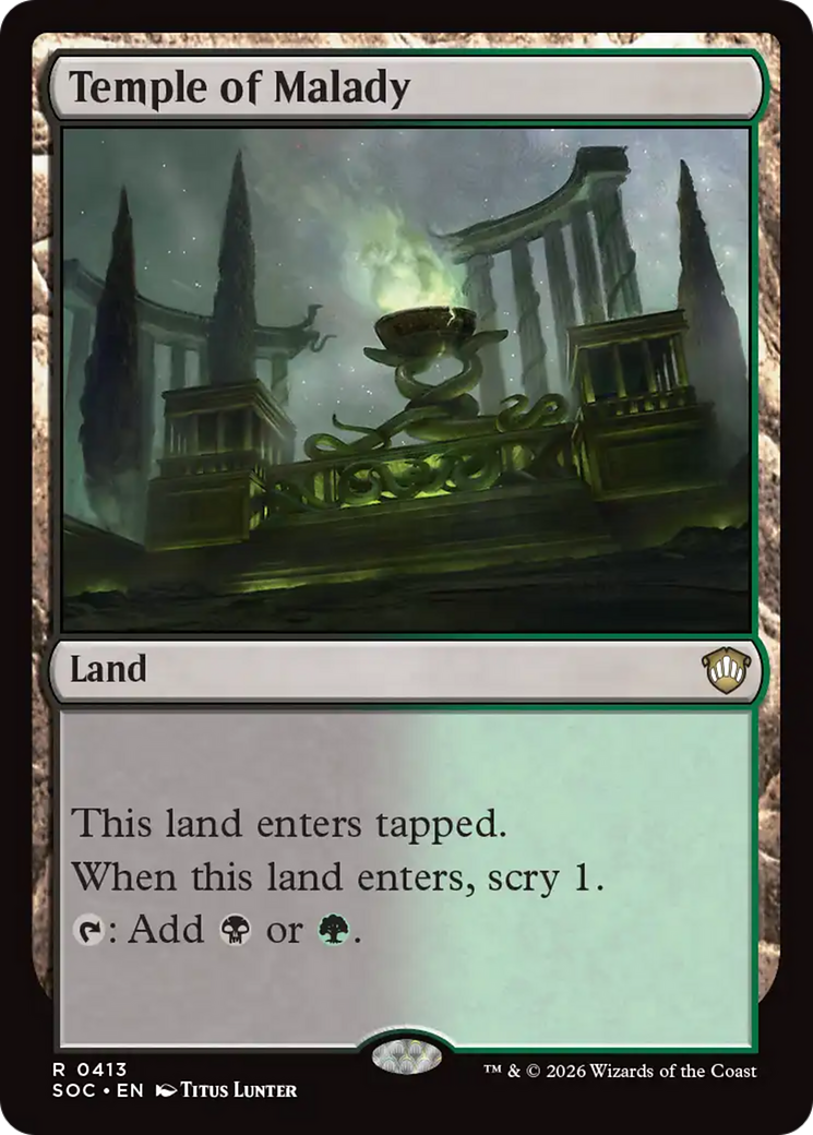 Temple of Malady - Rare Land card from Secrets of Strixhaven Commander