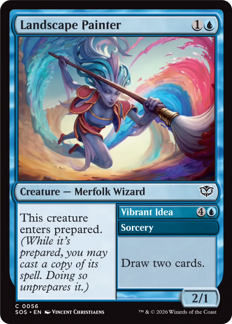Landscape Painter // Vibrant Idea - Common Creature — Merfolk Wizard card from Secrets of Strixhaven
